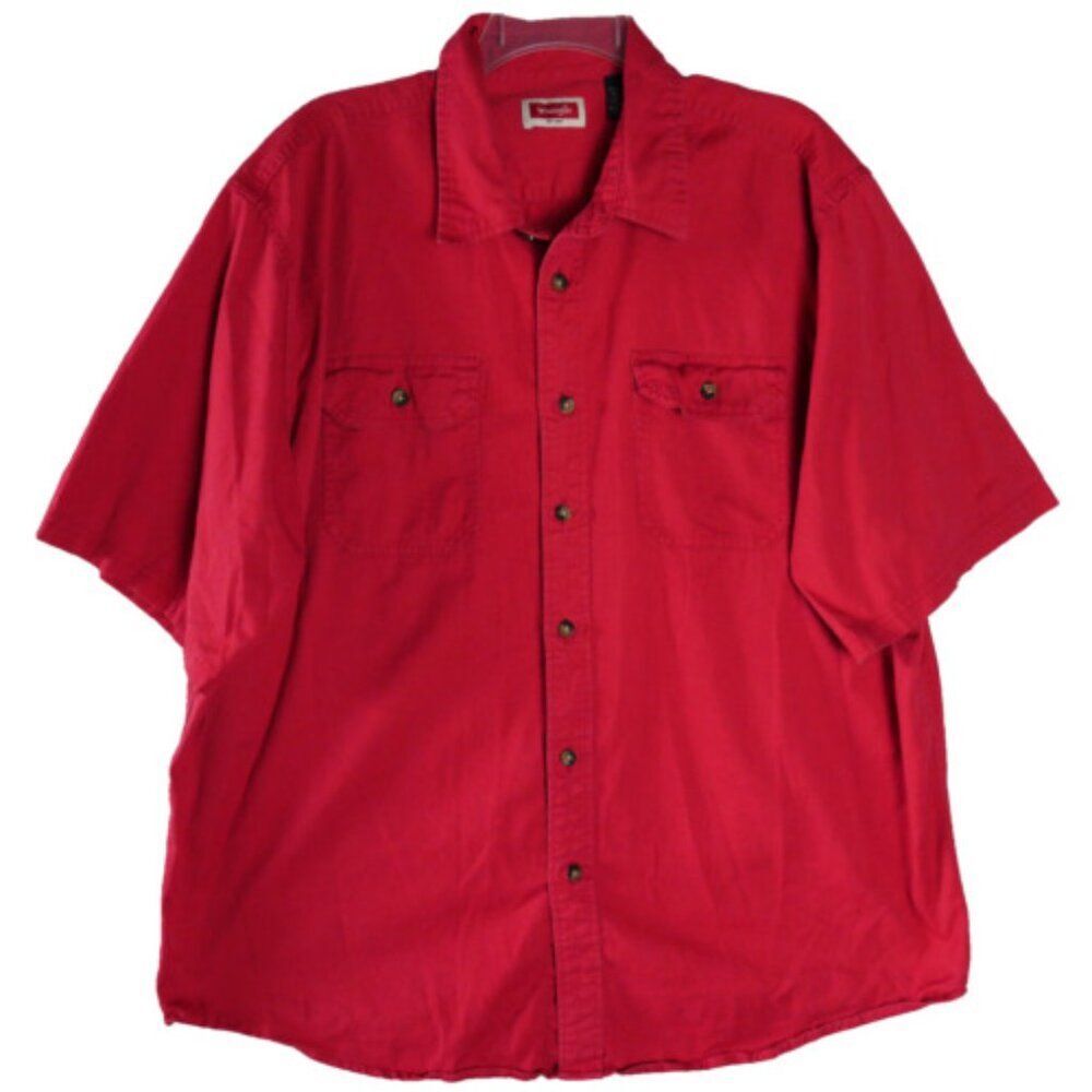 Wrangler Authentic Men's Size XL Button Down Red Shirt with Front Pockets